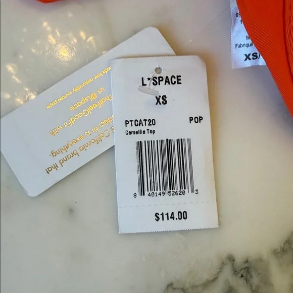 NWT L Space Camellia Orange Underwire Bikini Top Sz XS